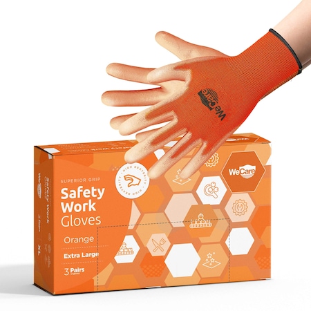 Wecare Gloves, Orange, XL 3 PK WMN100227